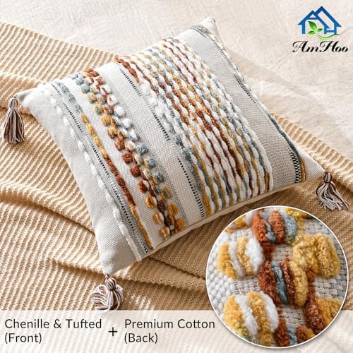 AmHoo Chenille Striped Textured Boho Throw Pillow Covers Aesthetic - Image 2