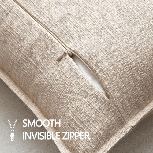 MIULEE Thick Textured Decorative Throw Pillow Covers 18x18 in Oatmeal Linen - Image 7