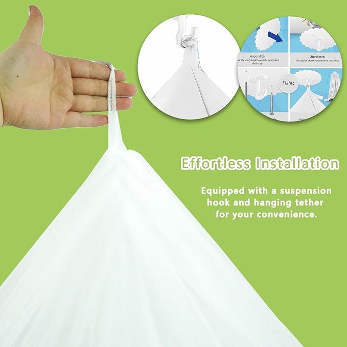 dix-rainbow Princess Decor Canopy for Kids Bed, Soft and Durable Bed Canopy for Girls Room Tent Canopy Dreamy Mosquito Net Bedding, Children Reading Nook Canopies Indoor (White net)