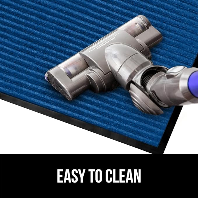 GORILLA GRIP Waterproof Traffic Guard Door Mat, 2 Pack Heavy Duty Entryway Mats, Strong Rubber Back Commercial Utility Rugs for Office Hallway, Garage Floor and Home, Low Profile Carpet, 35x23, Blue