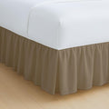 Rajlinen Ruffled Bed Skirt California King, 14 Inch Drop Dust Ruffle with Split Corners, 100% Microfiber Bedskirt with Platform, Three-Sided Coverage Ruffled Gathering Design, Taupe