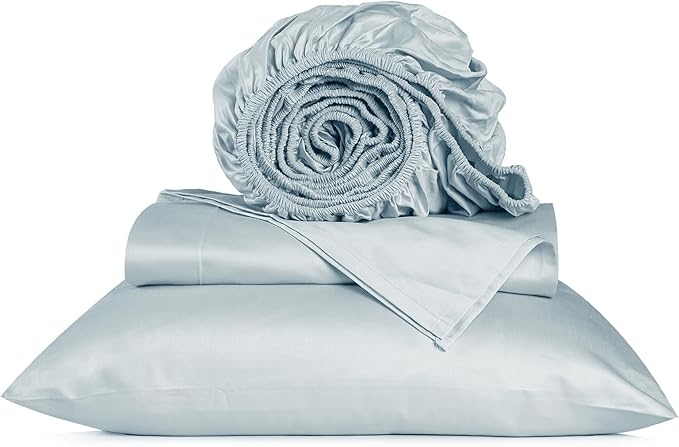URBANHUT 800 Thread Count 100% Cotton Twin Size Sheets, Luxury 4 Piece Twin Bedsheets, Hotel Sheets Sateen Finish - Better Than Egyptian, 14" Elasticized Deep Pocket - Light Blue