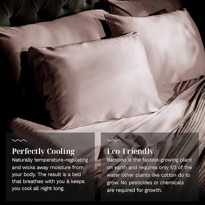 LUXOME Luxury Sheet Set | 100% Rayon (Viscose) from Bamboo | Full Size - Blush | Deep Pockets | 4-Piece Set (Fitted, Flat, 2 Pillowcases)