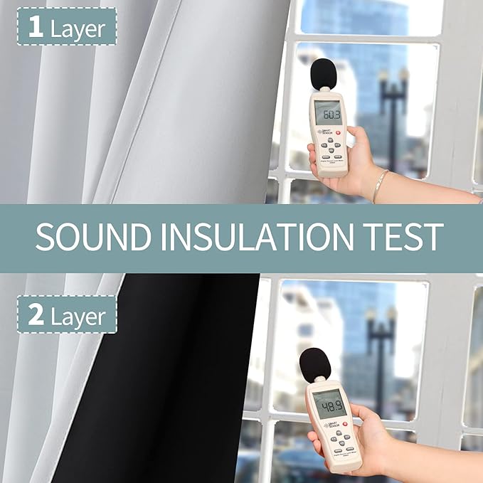 BGment Greyish White 100% Blackout Curtains for Living Room 84 Inch Length 2 Panels, Thermal Insulated Full Light Blocking Energy Save Window Drapes for Nursery Bedroom Darkening, 60 Inch Wide Each