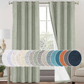 PrinceDeco 100% Blackout Curtains for Bedroom Linen Black Out Curtains for Living Room 96 Inch Long Faux Linen Fabric Grommet Thermal Curtains for Summer Heat with White Liner,52X96 Inch,Sage