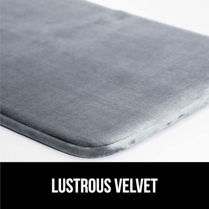 GORILLA GRIP Memory Foam Bath Rugs, Soft Absorbent Velvet Bathroom Mats, Durable Dots on Underside, Machine Washable Bathmat, Carpet Rug Room Decor for Shower Floor, 48x24 Mat, Graphite Gray