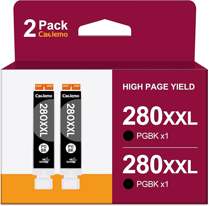 PGI-280XXL Compatible for Canon Ink 280 and 281 Cartridges Work for Canon TR8520 Ink Cartridges Work for Pixma TR8620 TR8620A TS9120 TS6320 TR7520 TS6220 TR8500, 2 x 280XXL PGBK, 2 Pack (Large Black)