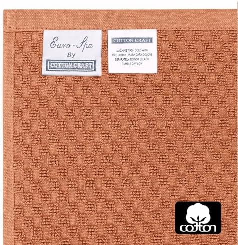 COTTON CRAFT Euro Spa Waffle Wash Cloth - Set of 12 Mocha Washcloth - Image 7