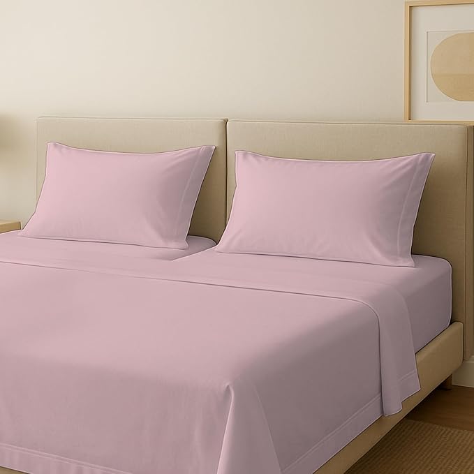 Carressa Linen 100% Egyptian Cotton Split King Sheets Sets for Adjustable Bed - 600 Thread Count 5 PC Top Split King Sheets, 16" Deep Pocket Soft Cooling Sheets for Split King Adjustable Bed - Blush