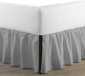 SKY BEDDINGS - King Size Ruffled Bed Skirt with Split Corners - 18 Inch Drop Dust Ruffle Bed Skirt with Platform Three Sided Coverage - 100% Microfiber, Light Grey