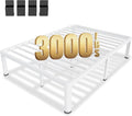 MAF 12 Inch Full Size Metal Platform Bed Frame White with Round Corner Legs, Mattress Slide Stopper, 3000 LBS Heavy Duty Steel Slats Support, Noise Free, No Box Spring Needed, Easy Assembly