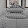 URBANHUT 800 Thread Count 100% Cotton Damask Full Size Sheets, 4 Piece Striped Full Size Bedsheets, Luxury Hotel Sheets Sateen Weave - Better Than Egyptian, 16" Elasticized Deep Pocket- Dark Grey