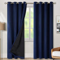 BGment Thermal Insulated 100% Blackout Curtains for Bedroom with Black Liner, Double Layer Full Room Darkening Noise Reducing Grommet Curtain (52 x 90 Inch, Navy Blue, 2 Panels)