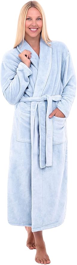 Alexander Del Rossa Plush Robe for Women, Long Fleece Winter Bath Robe, Plus Size