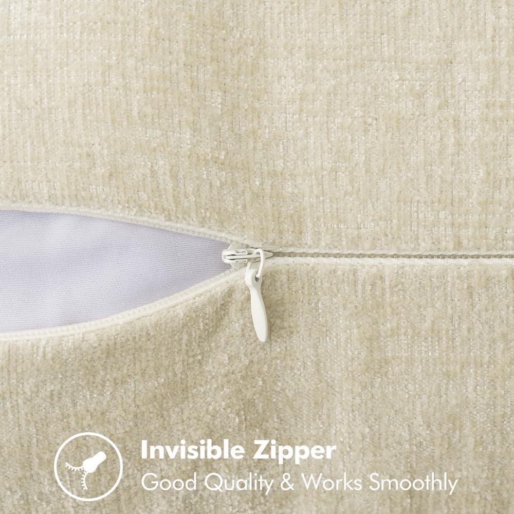 MIULEE Pack of 2 Christmas Pillow Covers 12x20 Inch Cream White Farmhouse Decorative Throw Pillow Covers with Stitched Edge Soft Chenille Solid Dyed Couch Pillow Covers for Sofa Bed Living Room