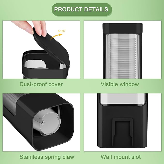 CHENGU 2 Pcs Cup Dispensers, Wall Mounted Pull Type Water Cup Holders for Water Cooler Fits 3-5 oz Small Adhesive Dispenser with Paste Plate for Home, Bathroom, Office, Hospital(Black)