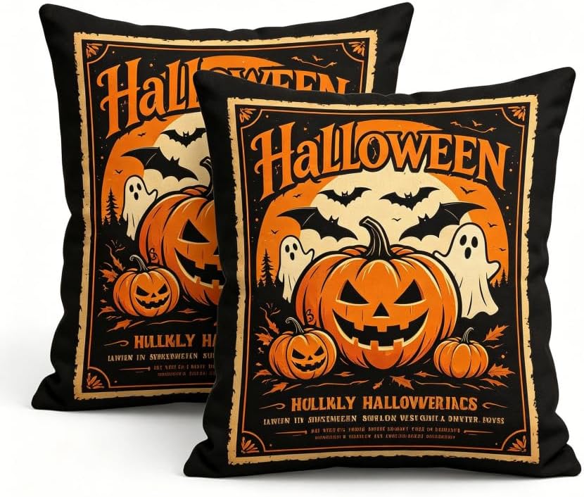Halloween Throw Pillow Covers, Pumpkin Ghost Design, 18x18 Inch by Unknown