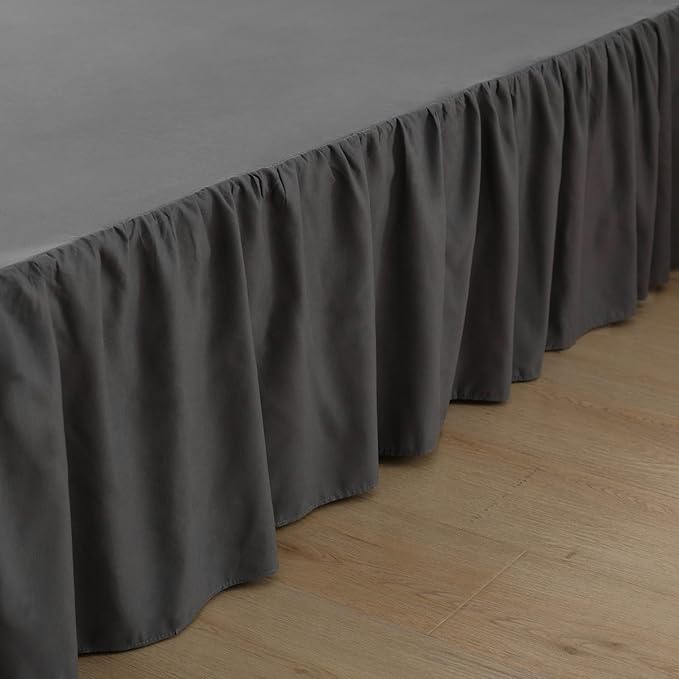 Bed Skirt Full Size Ruffled Bed Skirts with Split Corners, 16 Inch Drop Dust Ruffle Bed Skirt with Platform, Dark Grey, 16" Full