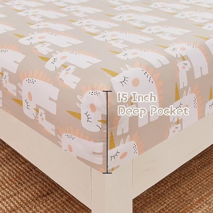 JSD Pink Unicorn Kids Sheet Set Twin Size, 3 Piece Girls Printed Microfiber Bed Sheets Deep Pocket