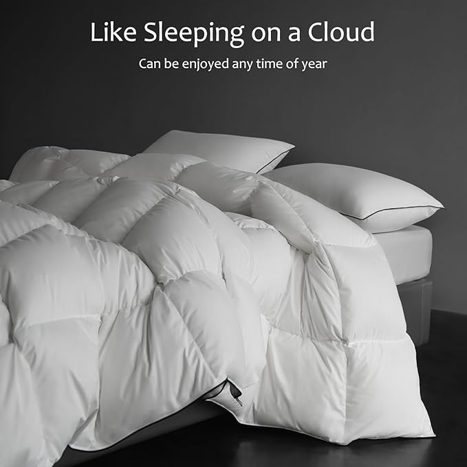 Luxury Down Fiber Comforter Oversized King Size - High Fill Power Medium Warmth for All Season Duvet Insert - Light Weight, Lvory White (120" x 98")