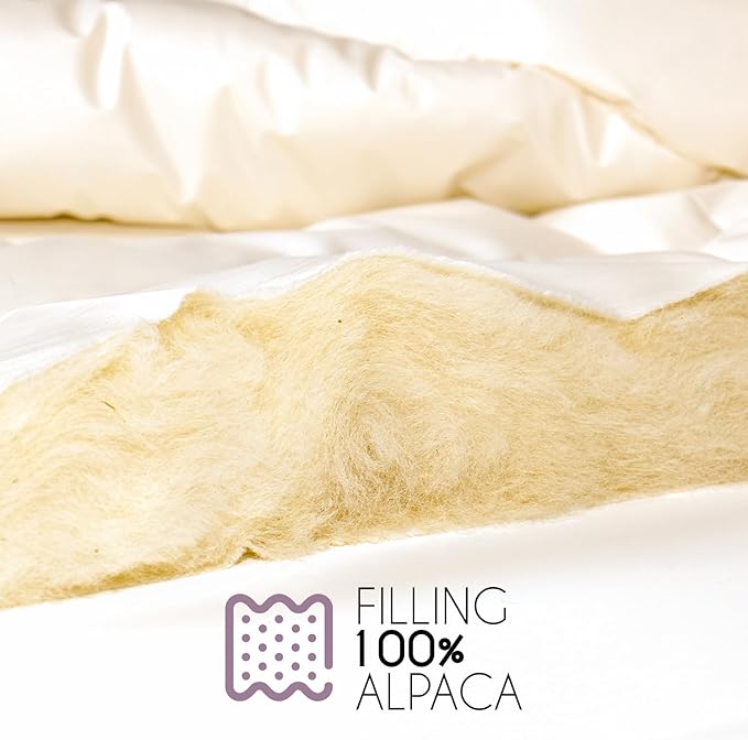 King Lightweight 100% Fine Alpaca Duvet - Premium Cotton Cover, 2,89 lb Filling, Ideal for Summer, Breathable & Temperature -Regulating, 107 x 94 inches