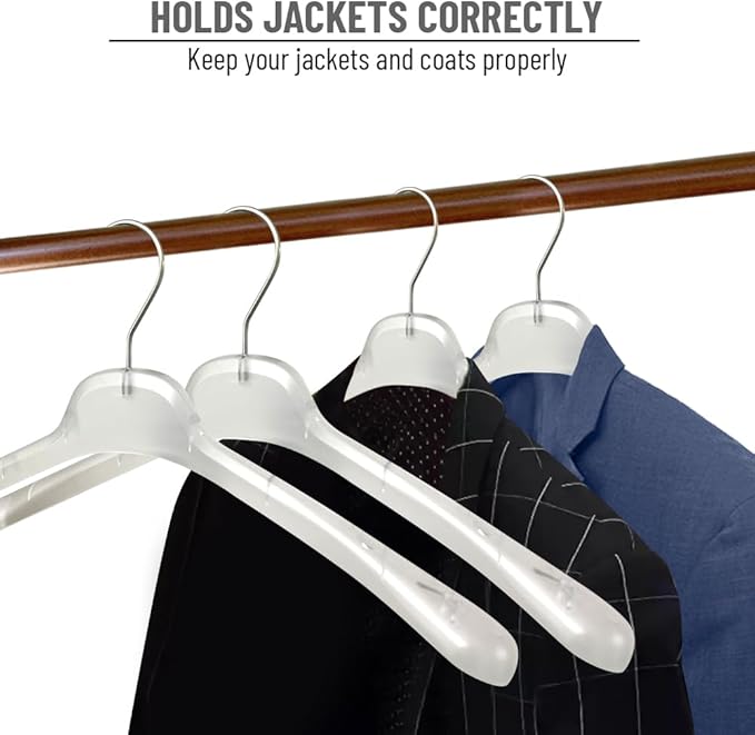All Hung Up Hangers Plastic Coat Hangers, Clothes Hangers (Smokey Clear, 36pk)
