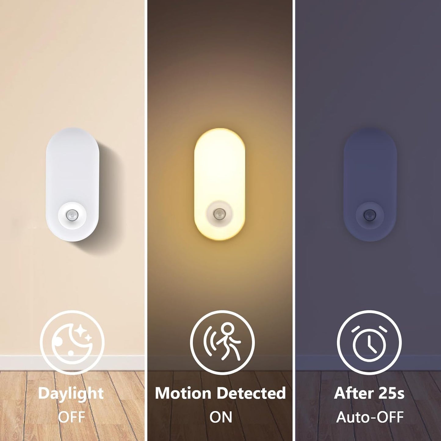 Dawnrise Night Lights Plug into Wall, Motion Sensor Night Light Plug in Indoor, 38 LED Dimmable 100LM or 10LM and 2 Color Temperature Lights for Bedroom, Stairs, Kitchen, Hallway, Utility Room 2PK