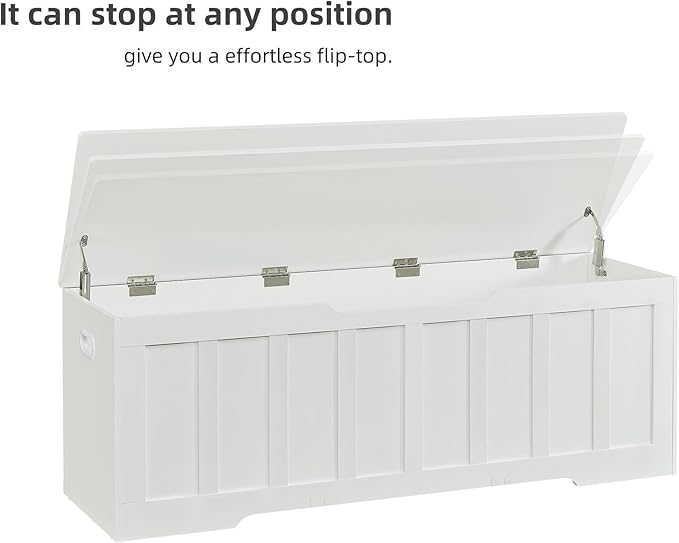 51.2" Storage Chest Extra Large,Storage Bench with 2 Safety Hinges,Shoe Bench,51.2 * 15.7 * 19.1 inches,Wooden Trunk for Bedroom,livingroom,entryway,Supports 220 lb,Easy Assembly(White).