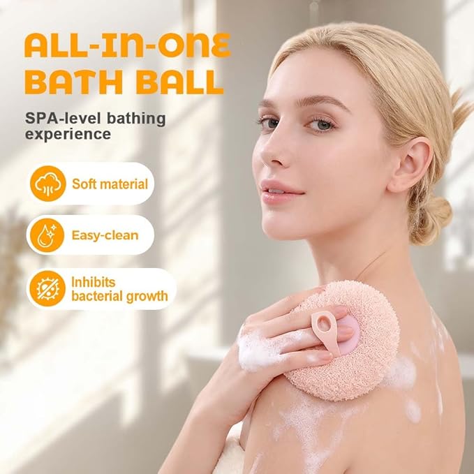 Super Soft Sunflower Suction Cup Bath Ball, 2025 New Exfoliating Bath Bath Sponge Cleaning Brush with Finger Rings for Women and Men (Set, 4 pcs)
