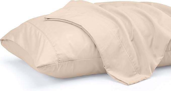 Pillow Covers by Utopia Bedding - Queen Size 2-Pack – Soft Brushed Microfiber – Perfect for Hospitals, Hotels, Guest Rooms – Oeko-TEX Certified, 20x30 Inches (Beige)