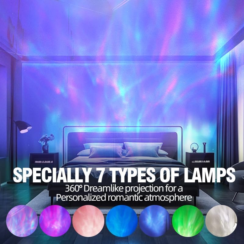 Northern Lights Projector, Night Light Projector for Bedroom Built-in Bluetooth Speaker, White Noise, Shell Night Light for Room Decor/Gift for Kids/Party/Music/Relaxation/Birthday (White)