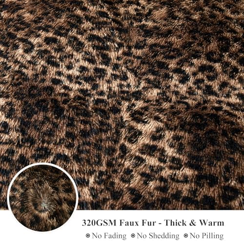 XeGe Fluffy Faux Fur Leopard Print Body Pillow Cover 20x54 - Image 5