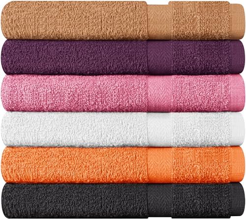 Towel and Linen Mart 100% Cotton 6 Pack Bath Towel Set, Quick Dry, Super Absorbent, Light Weight, Soft, (27 x 54 Pack of 6) (27 x 54 6 Pack, Plum, Pink, Beige, Grey, White, Peach) - Image 6