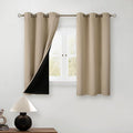 BGment Short 100% Blackout Curtains for Bedroom, Thermal Insulated Energy Efficiency Noise Reducing Grommet Curtains 45 Inch Length with Liner for Small Window 2 Panels Each 42 Inch Wide, Sand