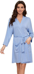 HEARTNICE Robes for Women Lightweight Short Knit Kimono Knee Length Bathrobe for Womens Soft 3/4 Sleeves Summer Sleepwear