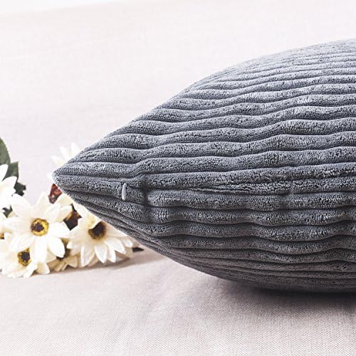 Home Brilliant Grey Pillow Covers 18 x 18 Set of 2 Soft Decorative Striped - Image 4
