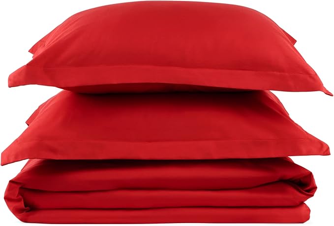 PeachSkinSheets 1500tc Level of Softness Soft Cooling Duvet Cover Set | Queen/Full Size - Red Velvet