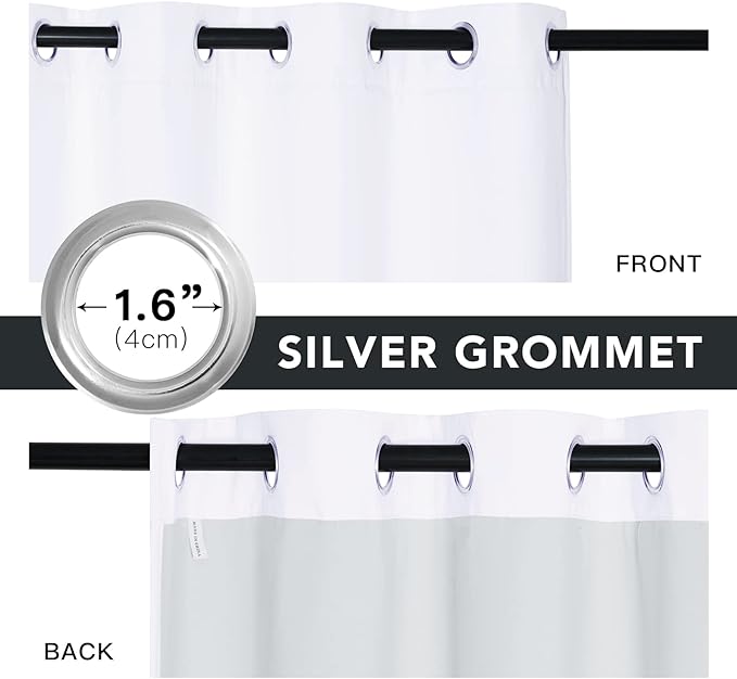RYB HOME 4-in-1 Soundproof Curtains, Dust Particle Filter Divider Heavy Duty Window Decor Full Light Shading Blackout Privacy Drapes for Living Room Furance, White, W52 x L95 inch, 2 Panel