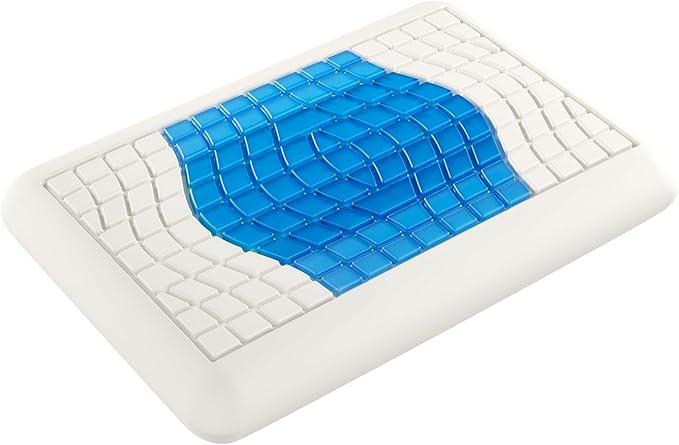 Medium Essential Gel Pillow – 4.5" Memory Foam w/ Cooling Gel Zone for Heat Reduction, Compact Profile for All Sleep Positions & Travel, Washable Cover, Pressure Relief & Neck Alignment – Italian-Made
