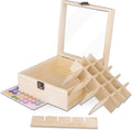 Essential Oil Storage Box High Capacity Glass Lid Wooden Essential Oils Display Organizer Stand Holder for 15 ml Bottles Nail Polish Collection.
