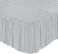 KRISHNA Ruffled Bed Skirt with Split Corners Queen, 100% Microfiber Hotel Quality, 15 Inch Drop Dust Ruffle Gathered Bedskirt with Platform, 60" x 80", Light Grey Stripe