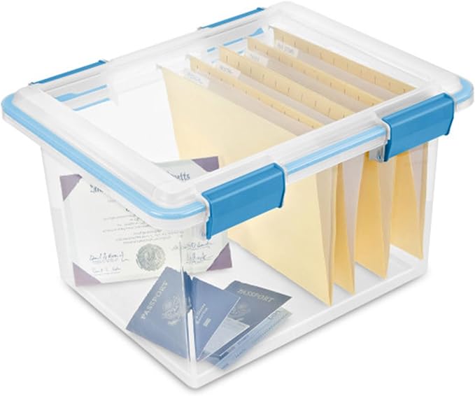 Sterilite 16-Pack Gasket Box, Weather-Resistant Storage Bins with Latching Lids, 32 Quart - Heavy-Duty Organizing Containers for Closet, Bathroom, and Office