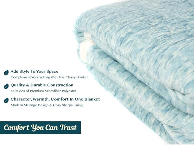 PAVILIA Melange Teal Blue Sherpa Blanket Throw Couch, Warm Soft Cozy Reversible Blanket Sofa Bed, Thick Plush Large Fleece Car Blanket, Decorative Home Room Decor Gifts Men Women, 50x60 Turquoise Aqua