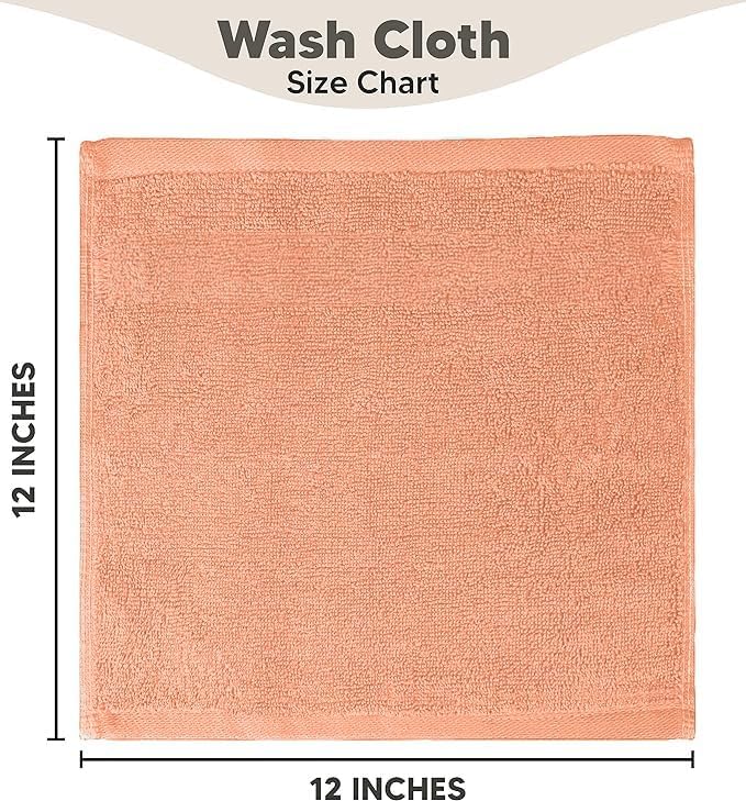 Towel and Linen Mart 100% Cotton - 12 Pack Wash Cloth Set - Flannel Face Cloths, Highly Absorbent and Soft Feel Fingertip Towels (Coral, Pack of 12) - Image 5