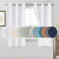 PrinceDeco Linen Texture Curtains 100% Blackout Curtains 64 inch Long 2 Panels Set for Bedroom Living Room Energy Saving Window Treatment Curtain Drapes, Burlap Fabric with White Liner，Pure White