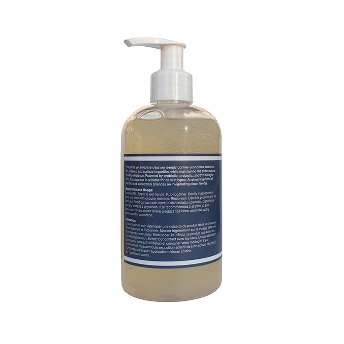 Glowbiotics Probiotic Clarifying Cleanser 10 oz – Gentle Foaming Face & Body Wash with 2% Salicylic Acid & Niacinamide, Clears Pores & Excess Oil