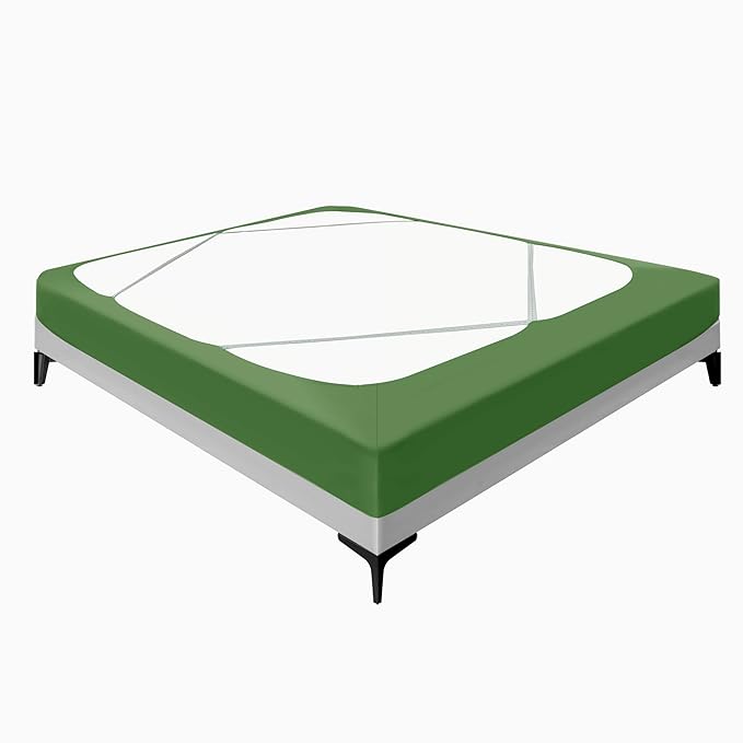 Biscaynebay Decorative Box Spring Cover Full & Full XL Size, Sage Luxurious Jersey Knitting Stretchy Wrap Around 4 Sides Bed Skirt for Home/Hotels, Easy Fit Wrinkle & Fade Free Machine Washable