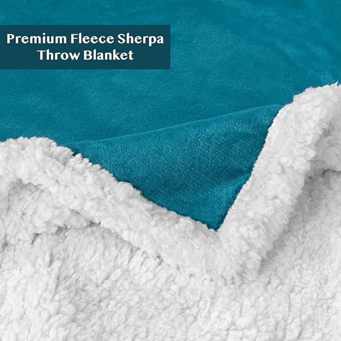 PAVILIA Sherpa Fleece Throw Blanket for Couch, Teal Blue, Plush Soft Fuzzy Sofa Blanket, Cozy Reversible Winter Throw for Women Men, 50x60 Inches