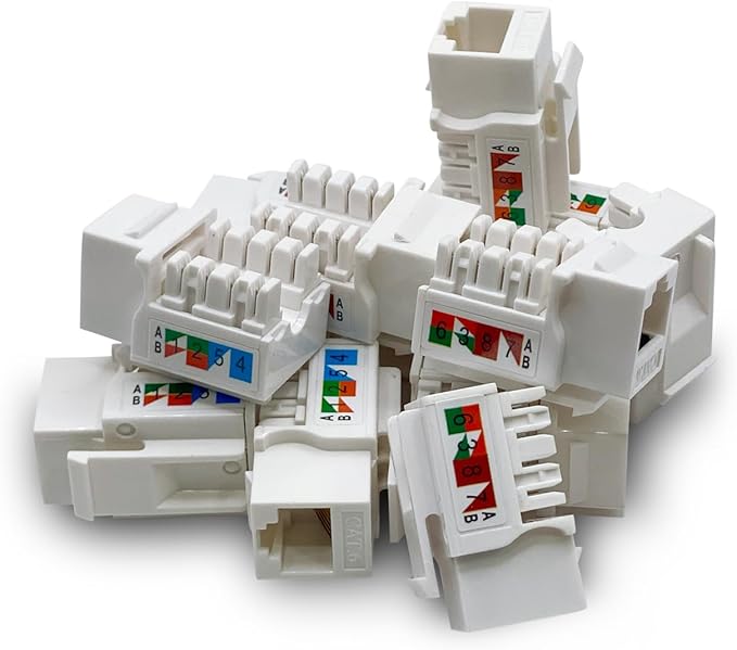 (10-Pack) [UL Listed] - Ethernet Wall Jack - Keystone Jack - Cat5/5e/6 Compatible - Cat6 Network Coupler