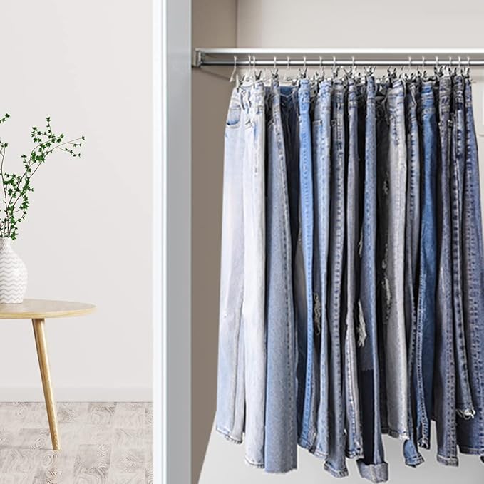 NORTHERN BROTHERS Pants Hangers - 50 Pack Skirt Hangers for Women Metal Hangers Space Saving for Trouser Shorts Coat Jean Adjustable Clip Men Kids Clothes